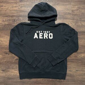 AEROPOSTALE Black White Embroidery Hoodie - Size M